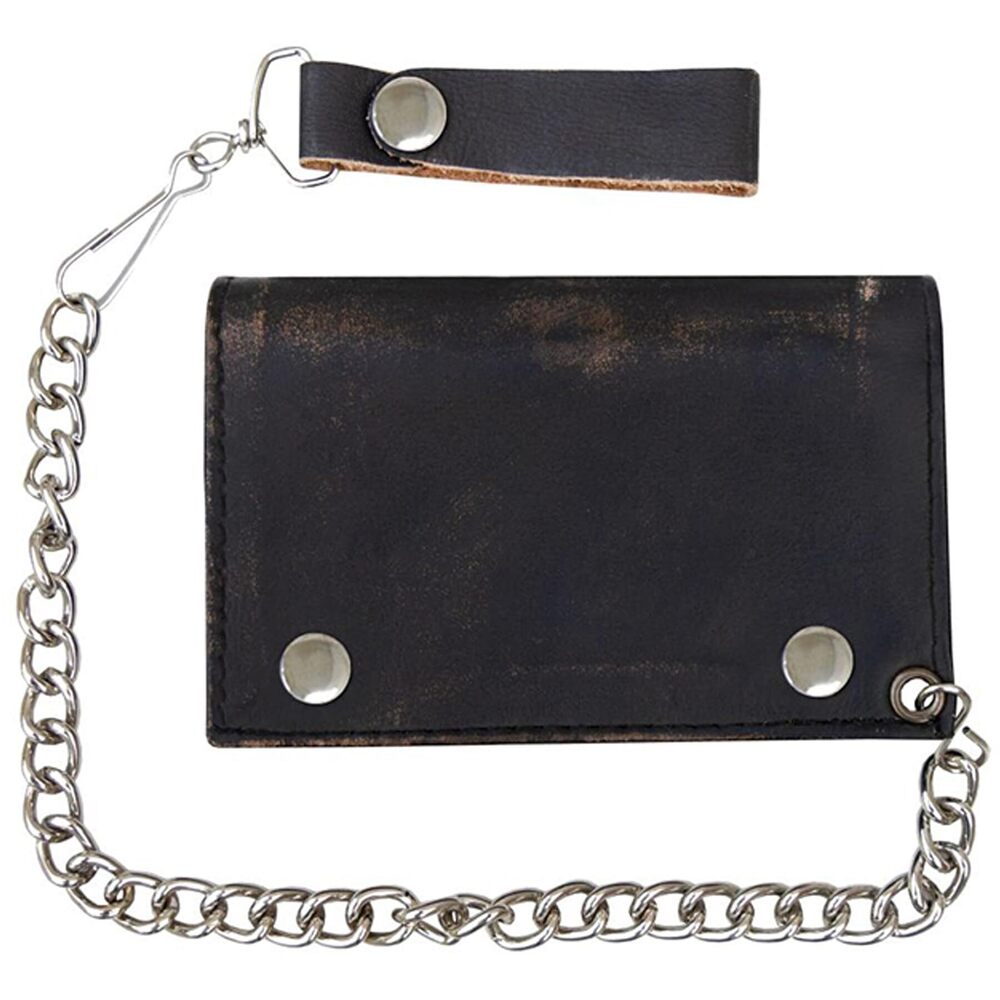 8843 Tri-Fold Chain Wallet and , Cowhide Leather Motorcycle Biker Wallet